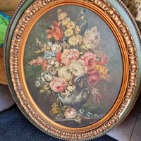 Vecchi dipinti floreali cornice ovale
