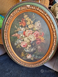 Vecchi dipinti floreali cornice ovale