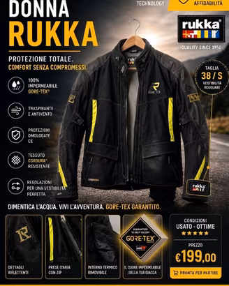 Giacca Moto Donna RUKKA Gore-Tex Tg. 38 / S – TOP