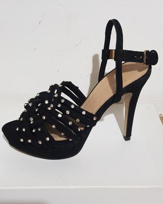 Sandali gioiello scamosciati neri N 36 Zara