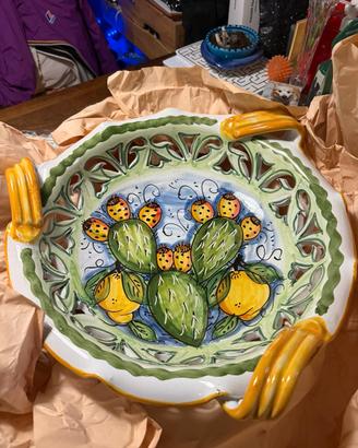 Centrotavola Ceramica Siciliana Caltagirone Fichi 