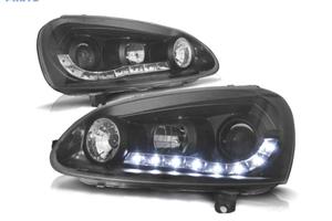 FARI VOLKSWAGEN VW GOLF MK5 03-08 FONDO NERO LUCE 
