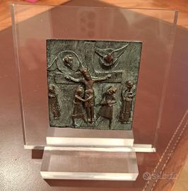 Formella artigianale in bronzo carattere religioso