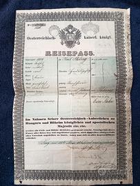 Austria 1844 Passaporto Raro E Originale con Splen