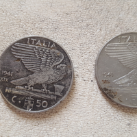 2 monete da 50 centesimi vitt.eman.3° 1941