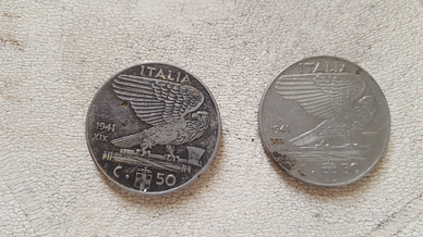 2 monete da 50 centesimi vitt.eman.3° 1941