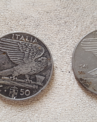 2 monete da 50 centesimi vitt.eman.3° 1941