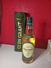 bottiglia Glen Grant vintage con custodia