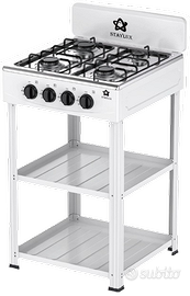 FORNELLO A GAS 4 FUOCHI CON DOPPIA BASE APPOGGIO