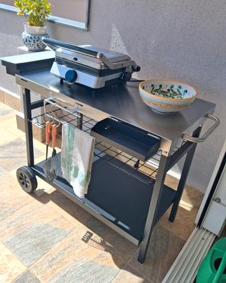 Carrello servi tavolo e barbecue 