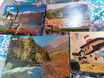 4 Puzzle anni 70 80 e puzzle regioni in legno