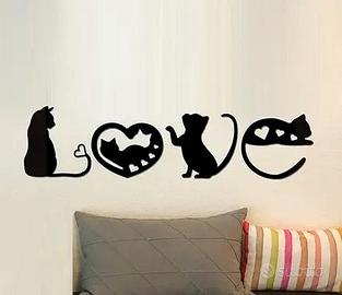 Decorazione murale scritta LOVE tema gatto
