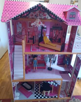Casa bambole in legno (adatta per Barbie)