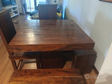 tavolo e sedie in legno massello