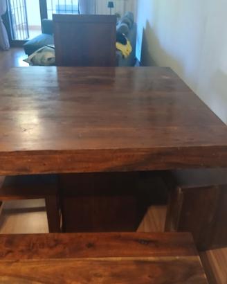 tavolo e sedie in legno massello