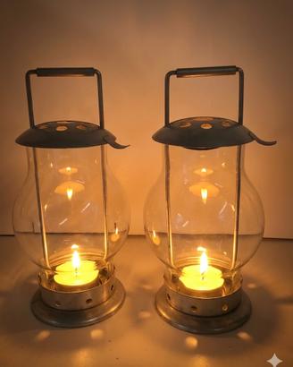 Coppia Lanterne IKEA 30cm Metallo e Vetro