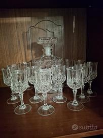 Bottiglia e bicchierini cristallo di Boemia