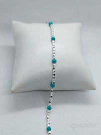 bracciale argento 925con sfere verdi 
