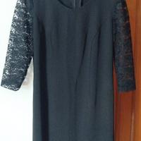 abito nero da donna con maniche in pizzo 