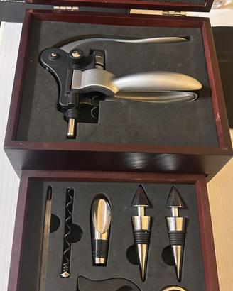 Set sommelier vino completo in cofanetto legno