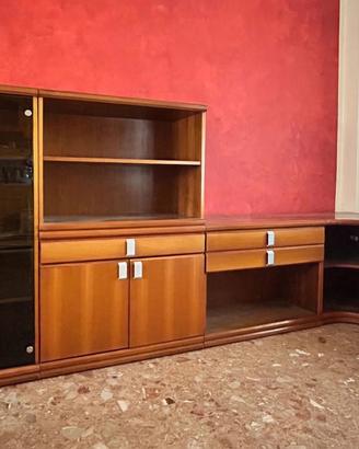 Parete atteezzata soggiorno angolare in legno
