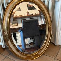 Specchio ovale cornice in legno dorato, mis. 90x65