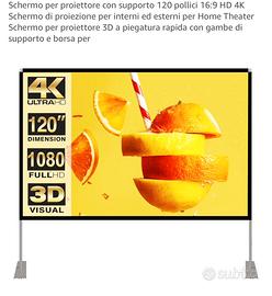 Schermo per proiettore 120 pollici HD 4K