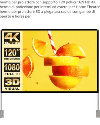 Schermo per proiettore 120 pollici HD 4K