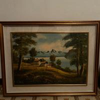 Quadro paesaggio firmato L.Zanelli, cornice oro