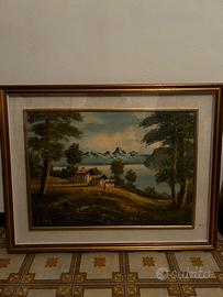 Quadro paesaggio firmato L.Zanelli, cornice oro