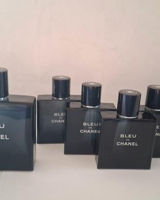 8 Bottiglie Vuote BLUE DE CHANEL 100 ml. e 50 ml.