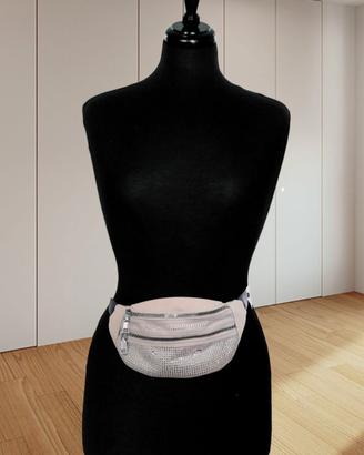 Marsupio donna in vera pelle e cristalli
