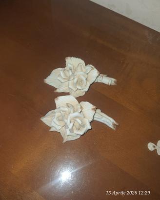 Coppia fiori porcellana Capodimonte 