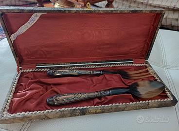 Set posate corno e argento 800