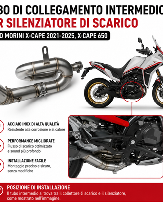 Tubo intermedio scarico moto Morini x-cape 650