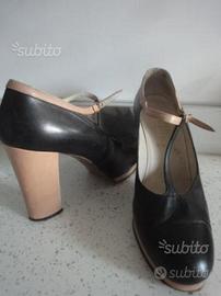 Scarpe n° 361/2 nere salmone pelle tacco 9,3 cm
