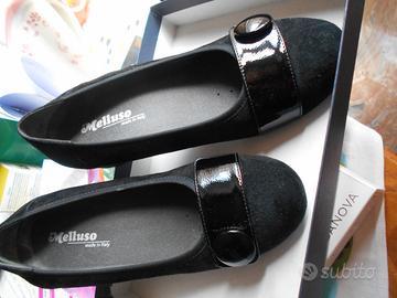 DECOLLETE' MELLUSO IN CAMOSCIO NERO TACCO BASSO