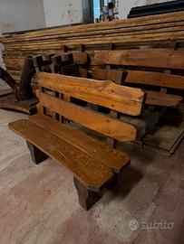 Coppia di Panche in legno da tre posti