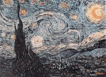Arazzo riproduzione "Notte stellata" di Van Gogh