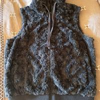 Gilet grigio ecopelliccia