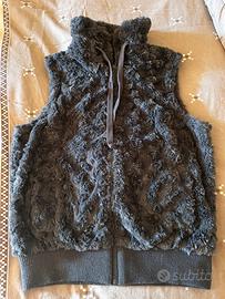 Gilet grigio ecopelliccia