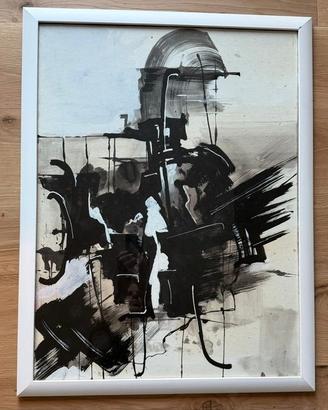 Gianni Bertini olio su carta su cartone 1956