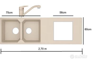 Piano Top Cucina con lavello e piano di cottura