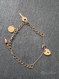 Bracciale a Catena Vintage in Oro 9kt con Charms
