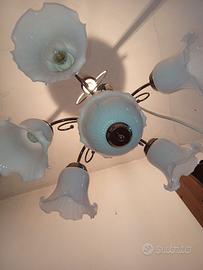 Lampadario a sospensione a 5 luci vetro murano