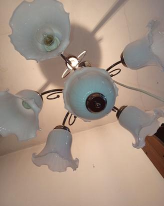 Lampadario a sospensione a 5 luci vetro murano