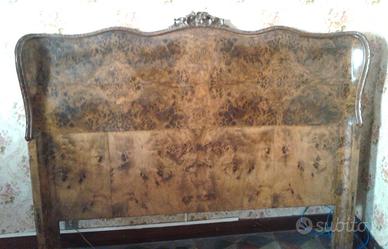 Letto matrimoniale in radica di noce d'epoca E9P