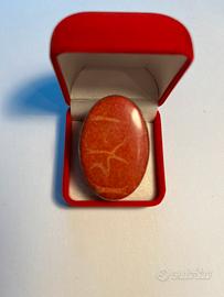Anello argento e corallo più pendente