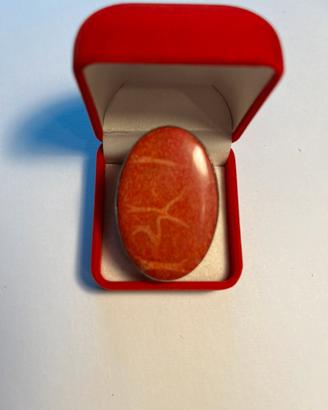 Anello argento e corallo più pendente
