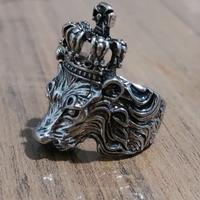 Anello regolabile gotico punk lupo con corona